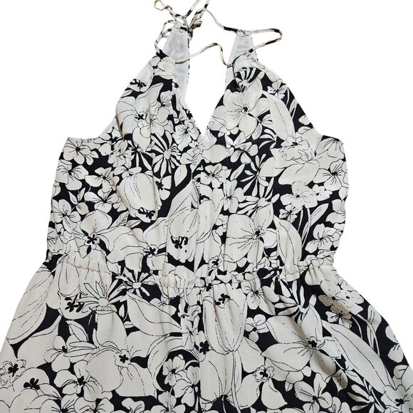 Silk Spring Elevenses Black & White Floral Halter Jumpsuit Size S NO Belt - Picture 6 of 16